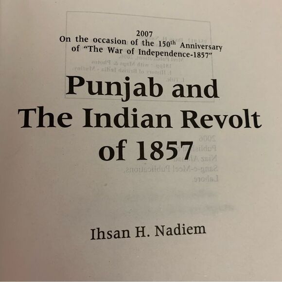 Punjab And The Indian Revolt Of 1857 Hardcover Book By Ihsan H. Nadiem - Picture 4 of 4